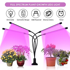 D C 5 V 32 W 4 H-ead Plant Growth Growing Clip Clamp Lamp Flora Light USB Powered Operated Line Controller 3 Levels