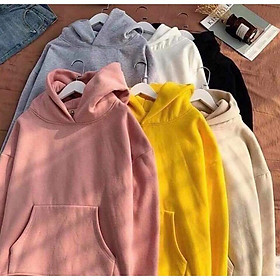 Áo hoodie nỉ bông trơn form rộng unisex nam nữ ulzzang kun