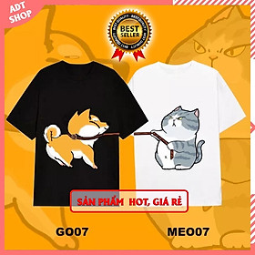 Áo thun Couple Tee áo đôi in hình chó mèo kéo xích 07 nam nữ unisex độc đẹp giá rẻ cực HOT