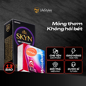 Combo Vừa Mỏng Vừa Thơm - Bao cao su Skyn Elite Non-latex 10 bao + 1 Bao cao su LifeStyles Mixed Berry 3 bao