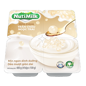 NutiMilk Lốc 4 Hộp Sữa chua Trân Châu Ngọc Trai L4.SCTNTI Nutifood