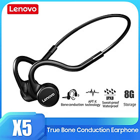 Tai nghe không dây dẫn truyền qua xương Lenovo X5 BT5.0  IPX8 Chống thấm nước thực sự  Bộ nhớ 8GB  True Bone Conduction Earphone