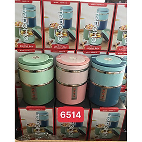 Mua CẶP LỒNG ĐỰNG CƠM GIỮ NHIỆT RUỘT INOX 304 CAO CẤP  TRƠN 2 TẦNG - TH14 ( Giao màu ngẫu nhiên hàng loại 1 dầy đẹp )