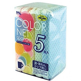 Mua SET 5 MIẾNG XỐP RỬA BÁT BỌC LƯỚI  CỦA NHẬT BẢN - Tặng túi zip 3 kẹo mật ong Senjaku