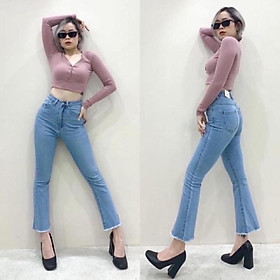 Quần jean nữ ống loe cạp cao 90cm Sofm Wear