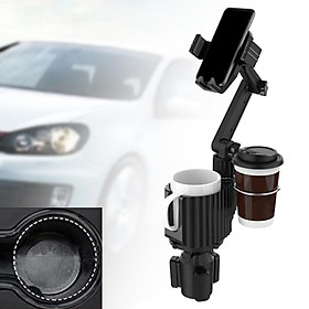 Car Cup Holder Expander Drink Holder with Phone Mount, Detachable Cup Tray, Multifunctional Travel Accessories 360° Rotation 2 in 1 Organizer