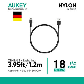 Dây Cáp Sạc Lightning Cho iPhone Chuẩn MFi Aukey CB-BAL3 1.2m - Hàng Chính Hãng