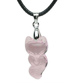 Dây Đeo Và Mặt Hồ Ly Chín Đuôi Thạch Anh Lưu Ly - Hồng (3 x 1.5 x 0.7 cm)