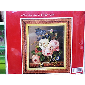 Mua Tranh thêu chữ thập Bình hoa Mẫu Đơn Khoe Sắc (62*72cm) chưa thêu