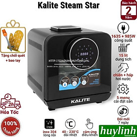 Mua Nồi chiên không dầu hấp hơi nước Kalite Steam PRO - STAR - 15 lít - Tặng bao tay + chổi quét - Hàng chính hãng