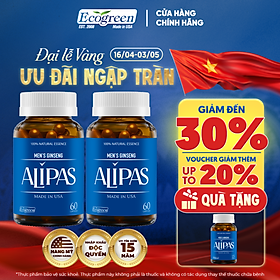 Combo 2 Hộp 60v - Viên Uống Hỗ Trợ Sinh Lý Nam ALIPAS Ecogreen Tăng Cường Testosterone, Chứa Tinh Chất Hàu