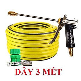 Vòi Xịt️Evoucher Bộ dây vòi xịt nước rửa xe, tưới cây , tăng áp 3 lần, loại 3m, 5m 206318E đầu đồng, đai, nối, d.vàng