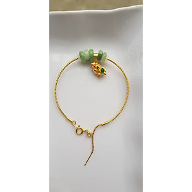 Vòng Tay charm xinh đẹp 5 đồng tiền đá cẩm thạch tự nhiên Đồng tiền Xanh ngọc trắng phối charm chú dê nhỏ may mắn Vòng màu vàng khoen rút xinh Nữ đeo dễ thương ạ