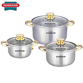 Mua Bộ nồi inox 5 đáy Sunhouse SH781 16-20-24cm  Hàng chính hãng