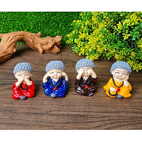 Mua Bộ 04 tượng Tứ Không mẫu có đeo chuỗi đội nón len size 5cm