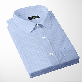 Áo Sơ Mi Nam Công Sở Trung Niên Anton Somianton Xanh Dương Ngắn Tay Kẻ Sọc Vải Sợi Tre - NC160