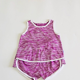 Bộ quần áo ngắn bé gái Tím trơn sport thun cotton - AICDBGILTPFI - AIN Closet