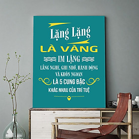 Mua Tranh động lực Im lặng  lắng nghe  nghi nhớ  hành động và khôn ngoan là 5 cung bậc khác nhau của trí tuệ-Model: AZ1-0398