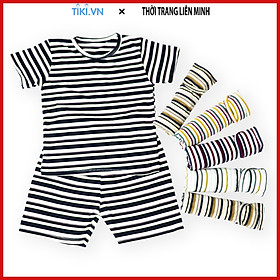 Hình ảnh Bộ quần áo trẻ em MIMYKID sọc ngang kiểu lửng vải cotton thun dày mịn mát co giãn tốt, set đồ cho bé từ 4-16kg - (Giao màu ngẫu nhiên)