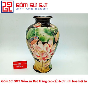 Lọ hoa vẽ sen đơn vàng kim 24k Gốm Sứ G&T