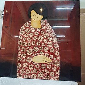 Tranh sơn mài cô gái Nhật cẩn trứng cao cấp Thanh Bình Lê 55x55 cm