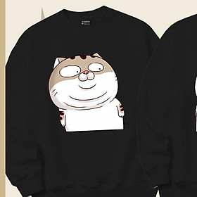 Áo Sweater cặp đôi form rộng Mèo Ami bụng bự Mr.Buffalo - A05 - Đen, A05 - Đen
