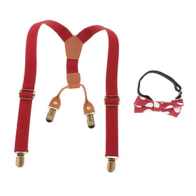 Toddler Kids Suspenders and Bow  4  Back Elastic