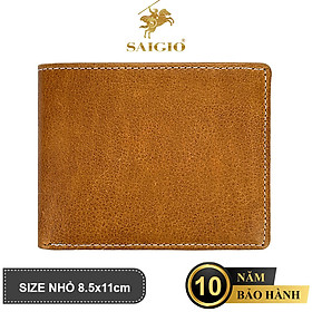 Bóp Nam Nhỏ Gọn Cao Cấp SÁP WAXED, Da Bò Siêu Bền Bỉ, Thiết Kế Đơn Giản, Dáng Ngang - Gập 2, Đựng Tiền và Thẻ ATM Tiện Dụng – Hàng Chính Hãng SAIGIO