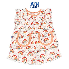 Bộ quần áo ngắn bé gái họa tiết Cầu vồng viền cam cotton - AICDBGQBYS94 - AIN Closet