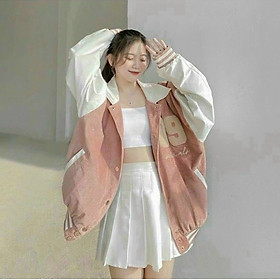 Áo khoác bomber Unisex CỔ BẺ chất nhung tăm thêu số 09 ,form rộng 2 lớp đẹp cho nữ,nam