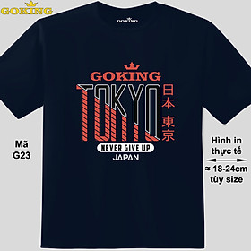 TOKYO, mã G23. Áo thun hàng hiệu Goking cho nam nữ. Áo phông in chữ đẹp, công nghệ Nhật Bản sắc nét. Quà tặng cao cấp cho gia đình, doanh nghiệp - Navy, vải thun lạnh - XS