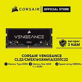 Mua Bộ nhớ trong Corsair cho laptop DDR4  3200MHz 16GB 1x16GB SODIMM Black PCB 1.2V/CMSX16GX4M1A3200C22 Hàng chính hãng