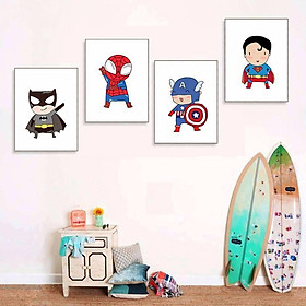 Mua Bộ Tranh Treo Tường Chủ Đề Siêu Nhân Treo Phòng Ngủ Cho Bé Chất Liệu Canvas Khung Gỗ