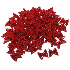 100pcs Butterfly Shape Wooden Flatback Buttons for Kids Crafts DIY Red 19mm