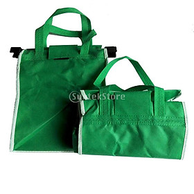 Pack of 2 Foldable Reusable Supermaket Shopping Cart Shopping Bags with Clips