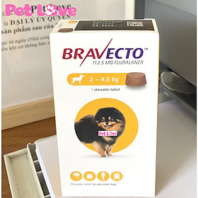 Bravecto diệt ghẻ, ve rận, bọ chét (chó 2 - 4,5kg)