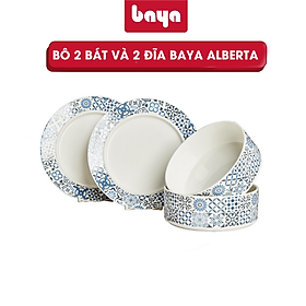 Mua Bộ 2 Bát Nhỏ Và 2 Đĩa Nhỏ BAYA ALBERTA Chất Sứ Tráng Men Họa Tiết Retro Dùng Đựng Thực Phẩm Trang Trí Bàn Ăn 6000347