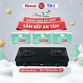 Bếp gas dương Rinnai RV-715Slim(GL-D) mặt bếp kính và kiềng bếp men - Hàng chính hãng.