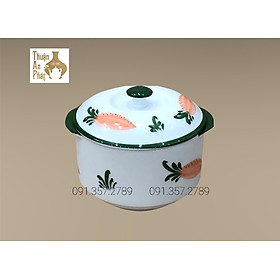 Mua Thố  hũ hai tai có nắp decor trang trí đựng thức ăn bằng gốm sứ Bát Tràng