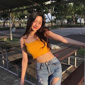 Áo croptop 2 dây cuốn biên xinh - sịn - mịn