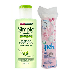 Nước Hoa Hồng Simple 200ml + Tặng Túi Bông Tẩy Trang Ipek 80 Miếng