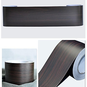 Mua Cuộn 5m len dán viền tường giả gỗ nâu đen cao 10cm keo sẵn
