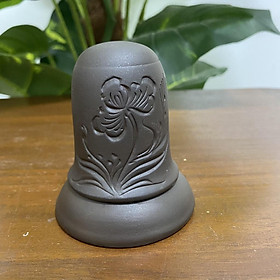 ỐNG TĂM đất nung Bát Tràng hoạ tiết hoa khắc chìm 6 x 8 cm