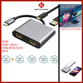 Mua Cáp chuyển Usb Type-c ra HDMI + HDMI hỗ trợ 4k (hàng nhập khẩu)