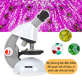 Mua Kính hiển vi soi vi sinh vật  tế bào độ phóng đại đến 640 lần  có tay cầm nhẹ dễ di chuyển mang theo + Món quà giáo dục sớm cho trẻ em khám phá nghiên cứu khoa học