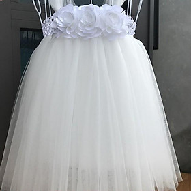 Đầm công chúa cho bé ️Đầm công chúa trắng hoa hồng trắng - váy 10020