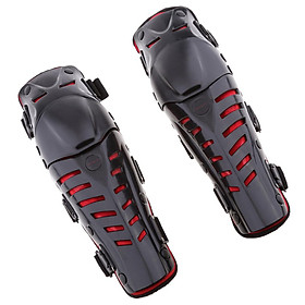 Knee Pads, Adjustable PE Long Leg Sleeve Gear Crashproof Antislip Protective Shin Guards for Motorcycle Mountain Biking-1 Pair Red