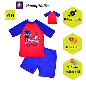 Đồ bơi bé trai szie đại từ 40-50kg - Áo tay ngắn quần short - vải thun cao cấp chuyên dùng cho đồ bơi, độ co giãn cực tốt