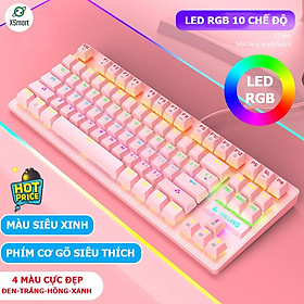 Bộ Bàn Phím Cơ Gaming K2 Và Chuột X500 Màu Hồng Dùng Cho Máy Tính, Laptop Hỗ Trợ Chơi Game, Dùng Văn Phòng - Hàng Chính Hãng