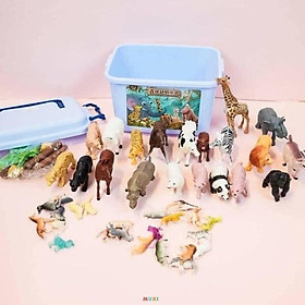 thùng động vật thú rừng - đồ chơi hộp mô hình động vật 58 chi tiết cho bé
